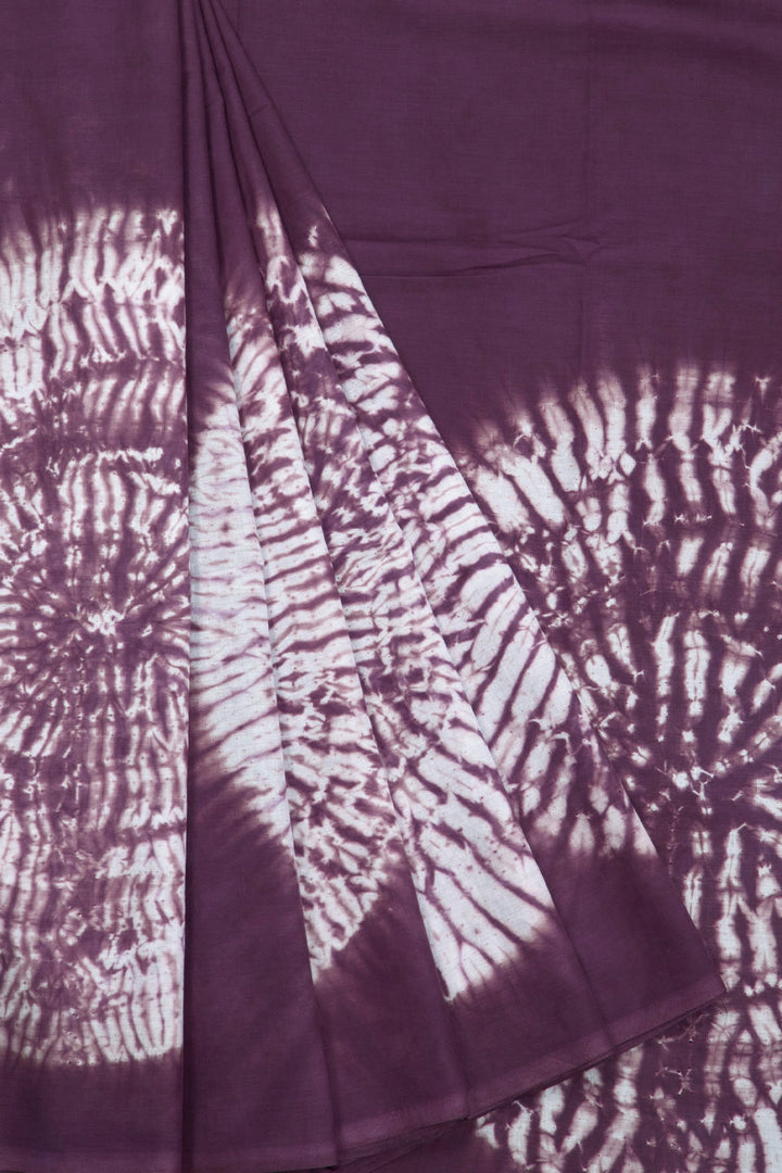 Purple Shibori Mulmul Cotton Saree Without Blouse 10072088