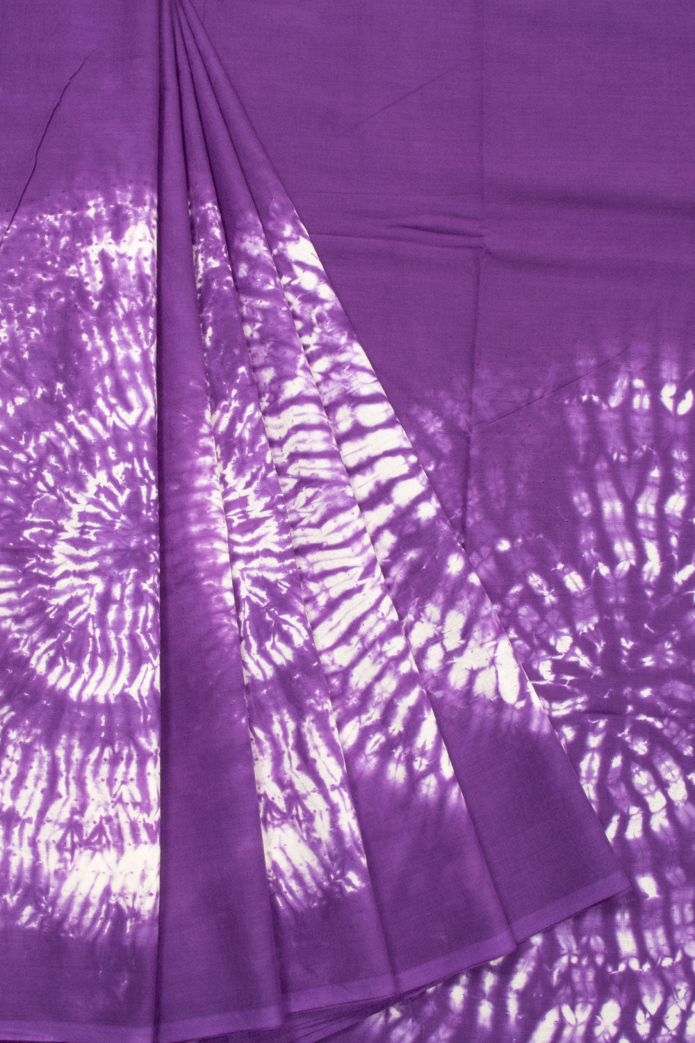 Purple Shibori Mulmul Cotton Saree Without Blouse