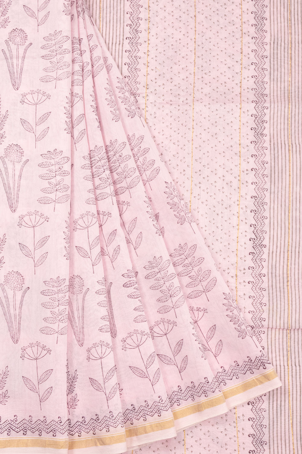 Pink Printed Chanderi Silk Cotton Saree