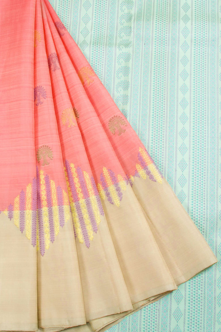 Peach Handloom Kanjivaram Silk Saree 10062460