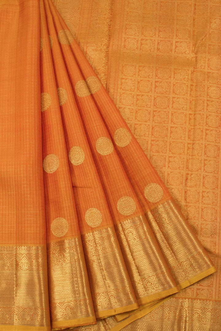 Papaya Orange Pure Zari Kanjivaram Silk Saree 10063378