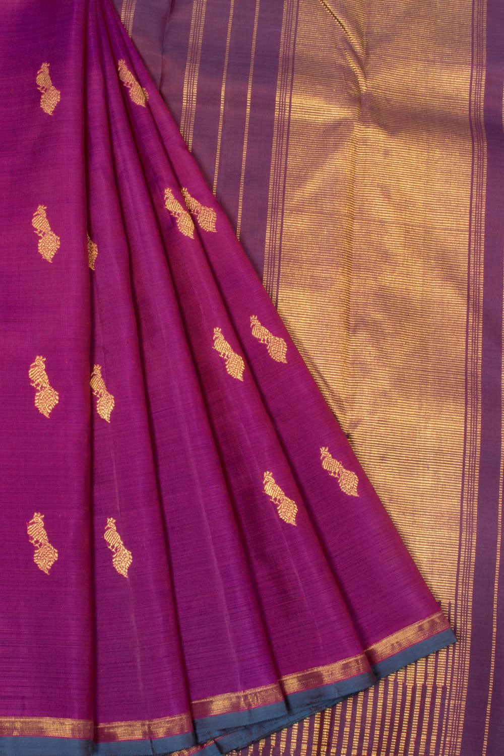 Violet Handloom Kanjivaram Silk Saree - Avishya 