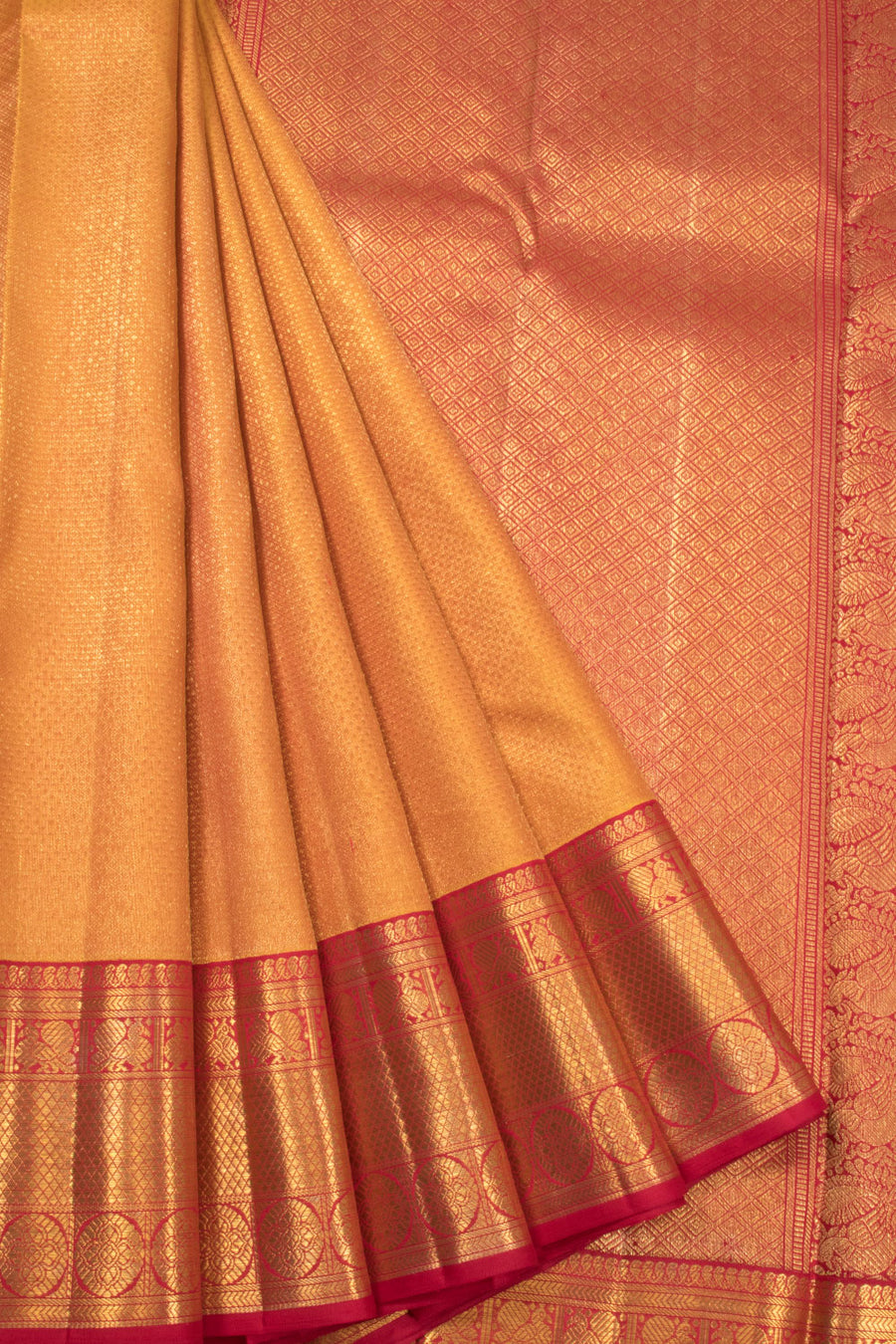 Golden Yellow Bridal Kanjivaram Silk Saree