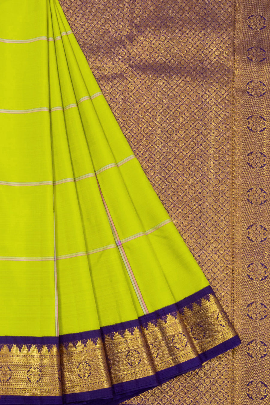 Yellow Checked Kanjivaram Silk Saree 10070638