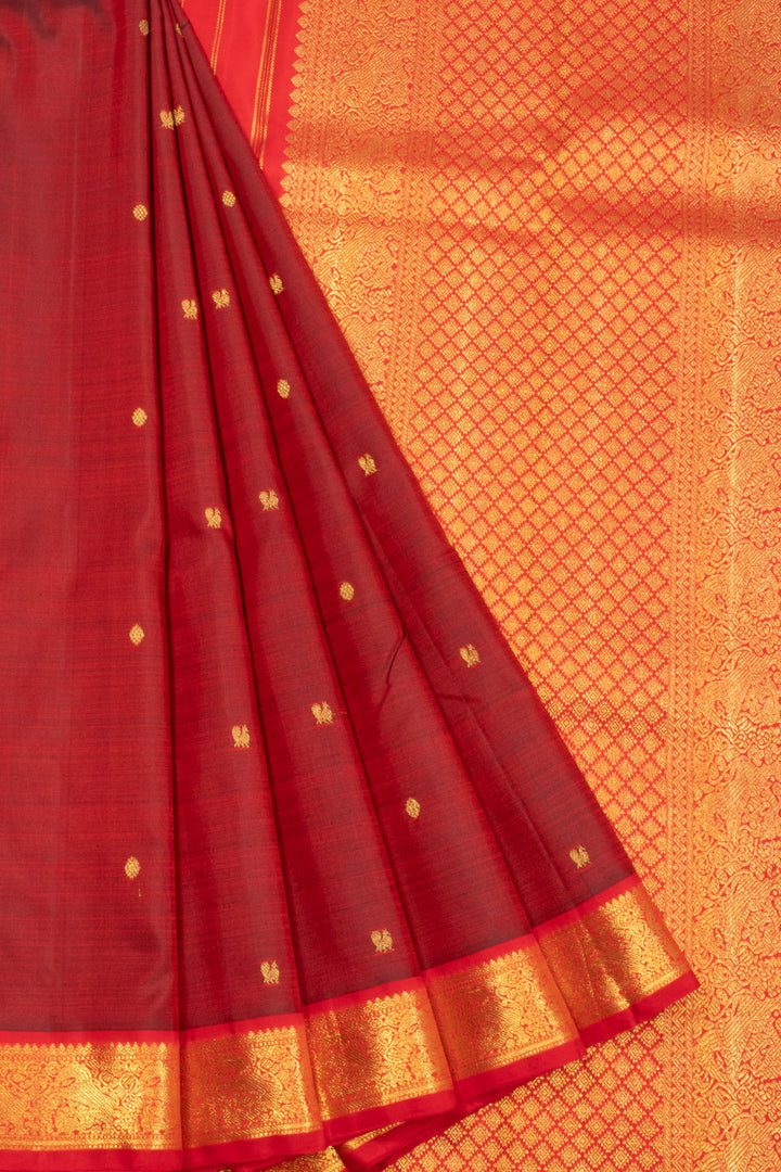 Scarlet Red Handloom Kanjivaram Silk Saree 10070669