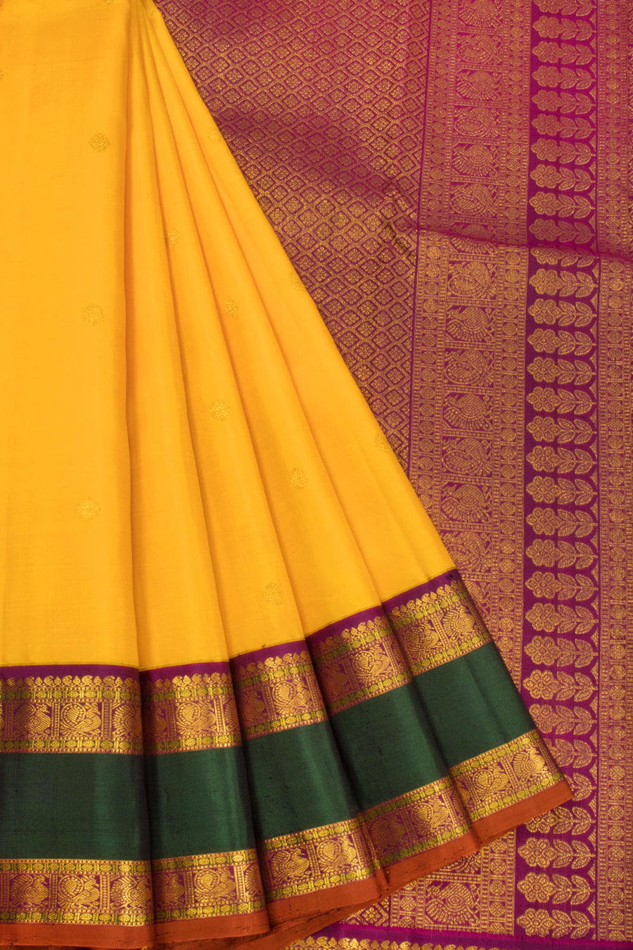 Yellow Korvai Kanjivaram Silk Saree