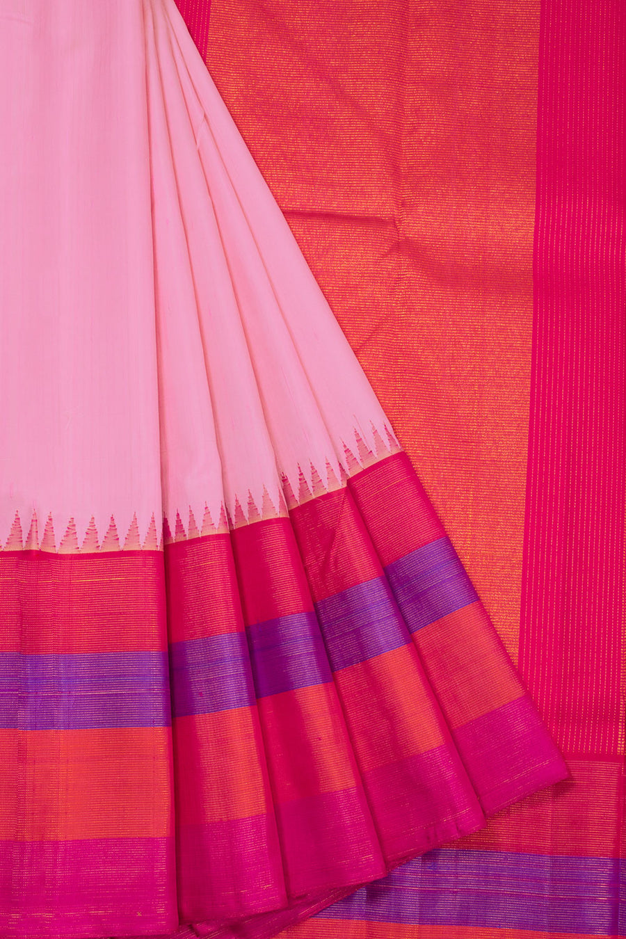 Pink Korvai Kanjivaram Silk Saree