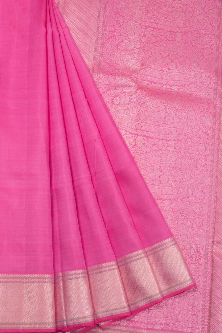 Rose Pink Handloom Kanjivaram Silk Saree