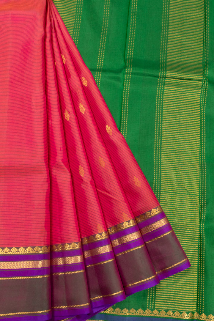 Peach Handloom Kanjivaram Pure Silk Saree