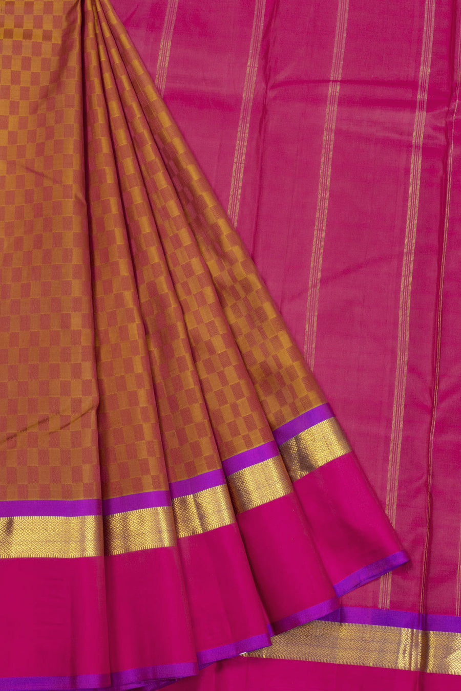 Brown Handloom Kanjivaram Soft Silk Saree