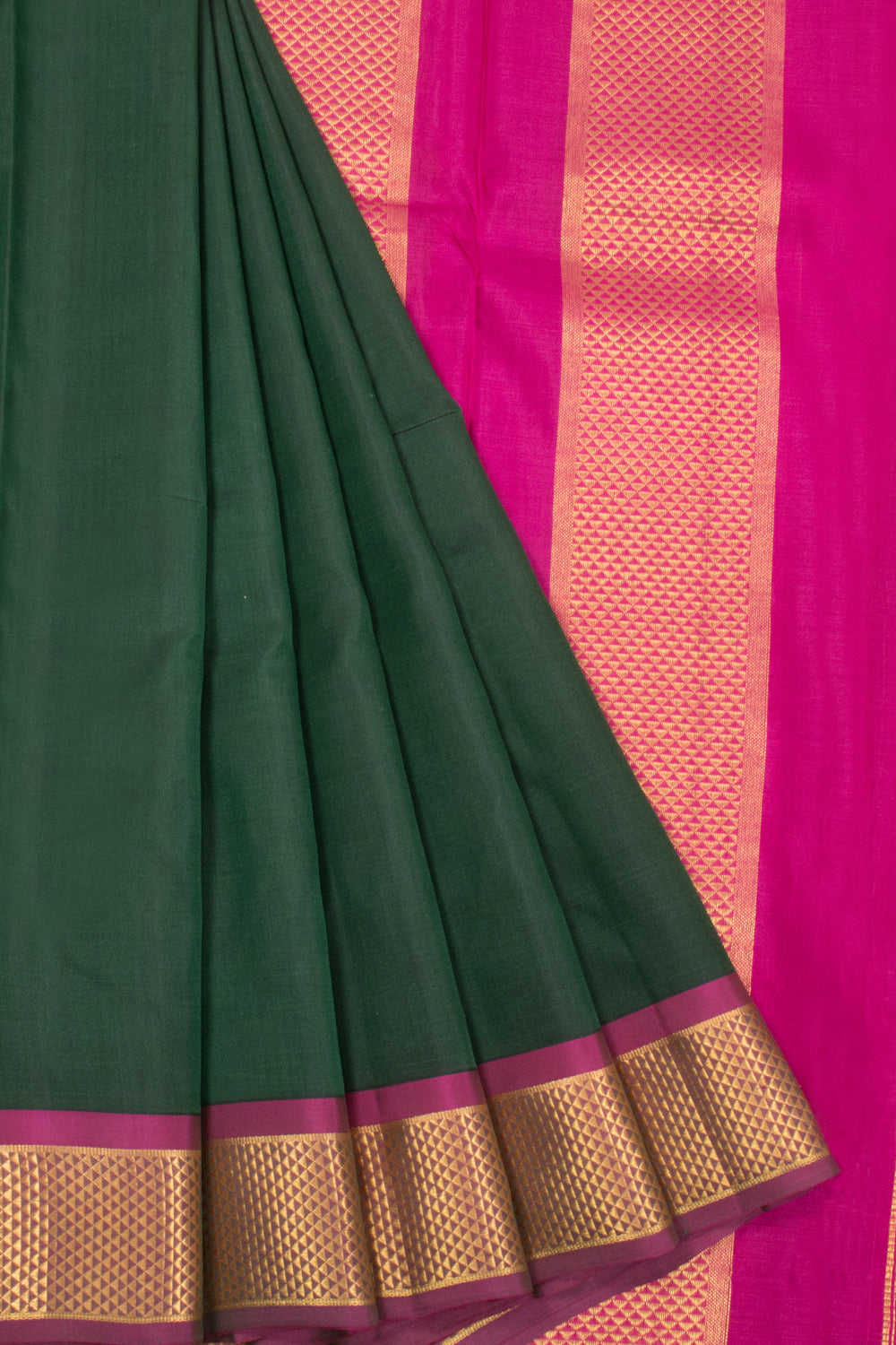 Pine Green Handloom Kanjivaram Pure Silk Saree