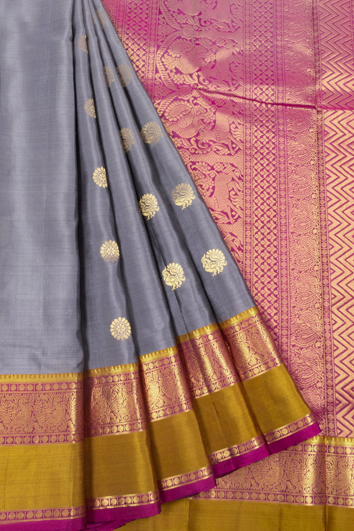 Grey Handloom Kanjivaram Silk Saree