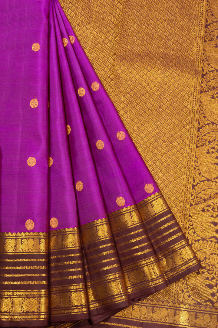 Purple Handloom Kanjivaram Pure Silk Saree 10072830