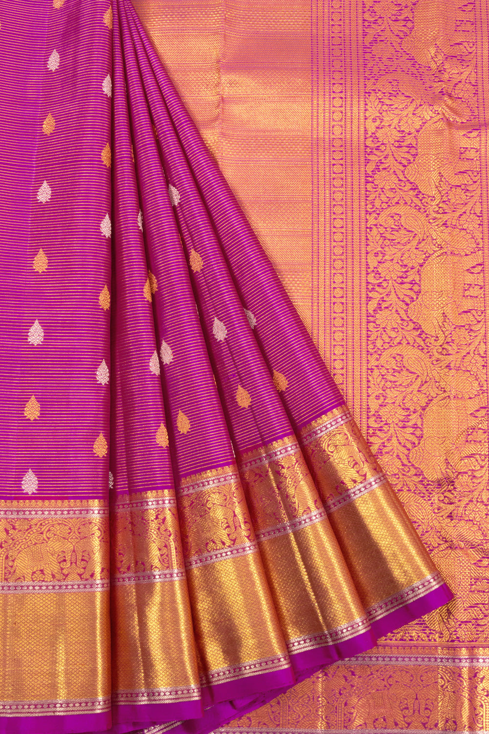 Purple Bridal Kanjivaram Pure Zari Silk Saree 10072862