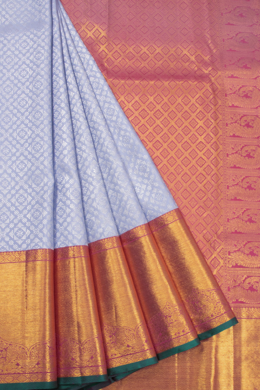 Grey Bridal Kanjivaram Pure Zari Silk Saree 10072867