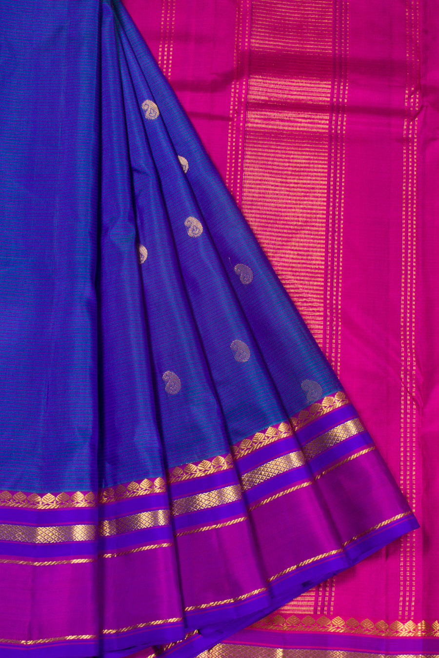 Blue Handloom Kanchipuram Pure Silk Saree 10072798