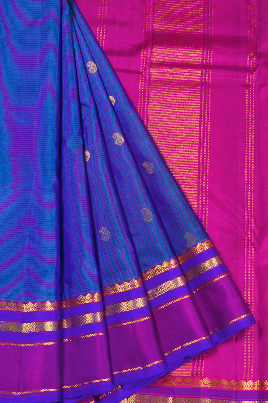 Blue Handloom Kanchipuram Pure Silk Saree 10072798