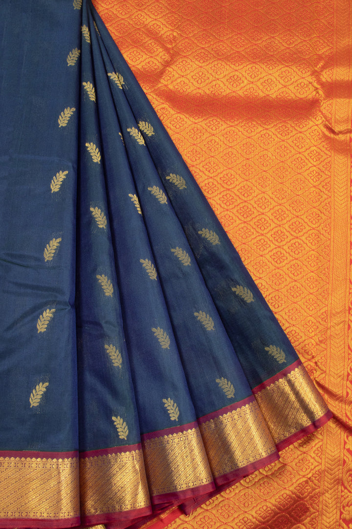 Blue Handloom Kanchipuram Pure Silk Saree 10072802