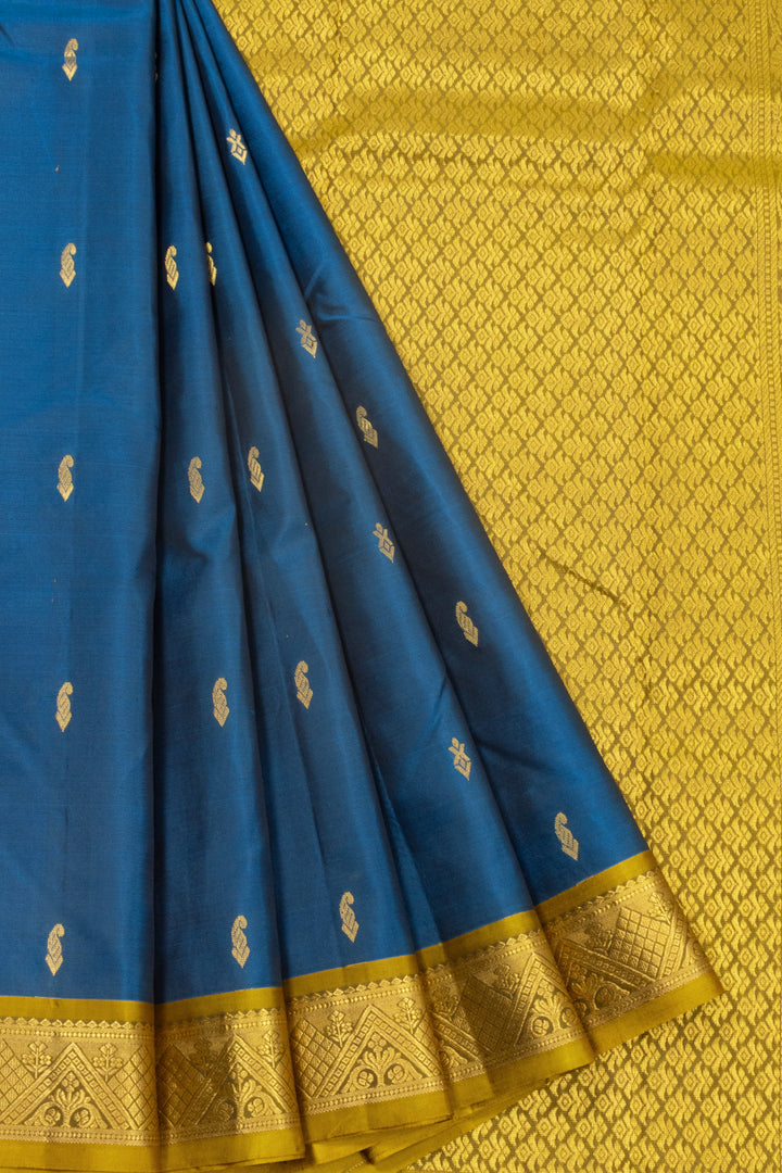 Blue Handloom Kanchipuram Pure Silk Saree 10072810