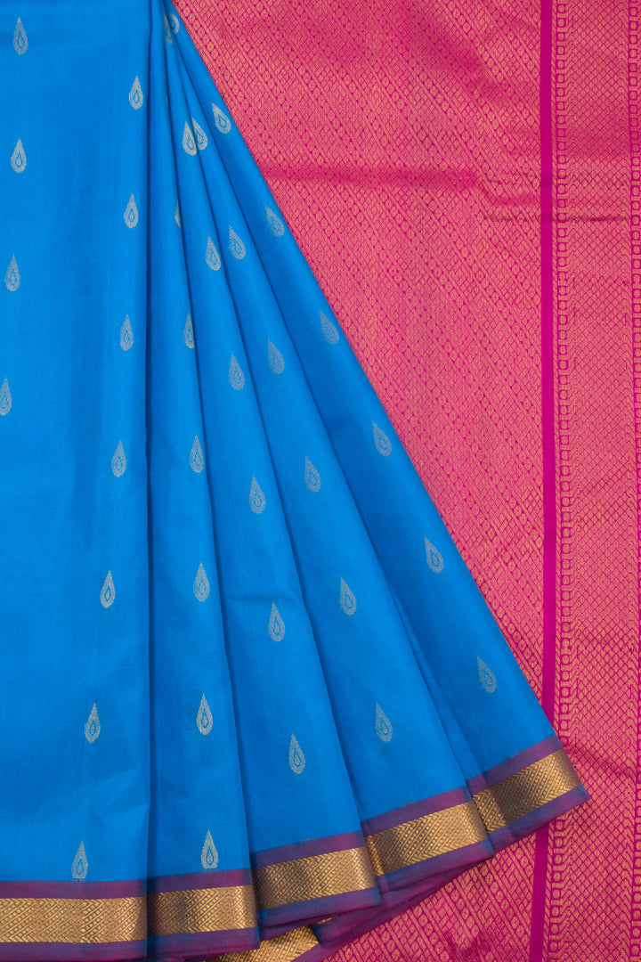 Blue Handloom Kanchipuram Pure Silk Saree 10072815