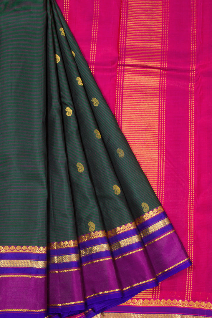 Green Handloom Kanchipuram Pure Silk Saree 10072854