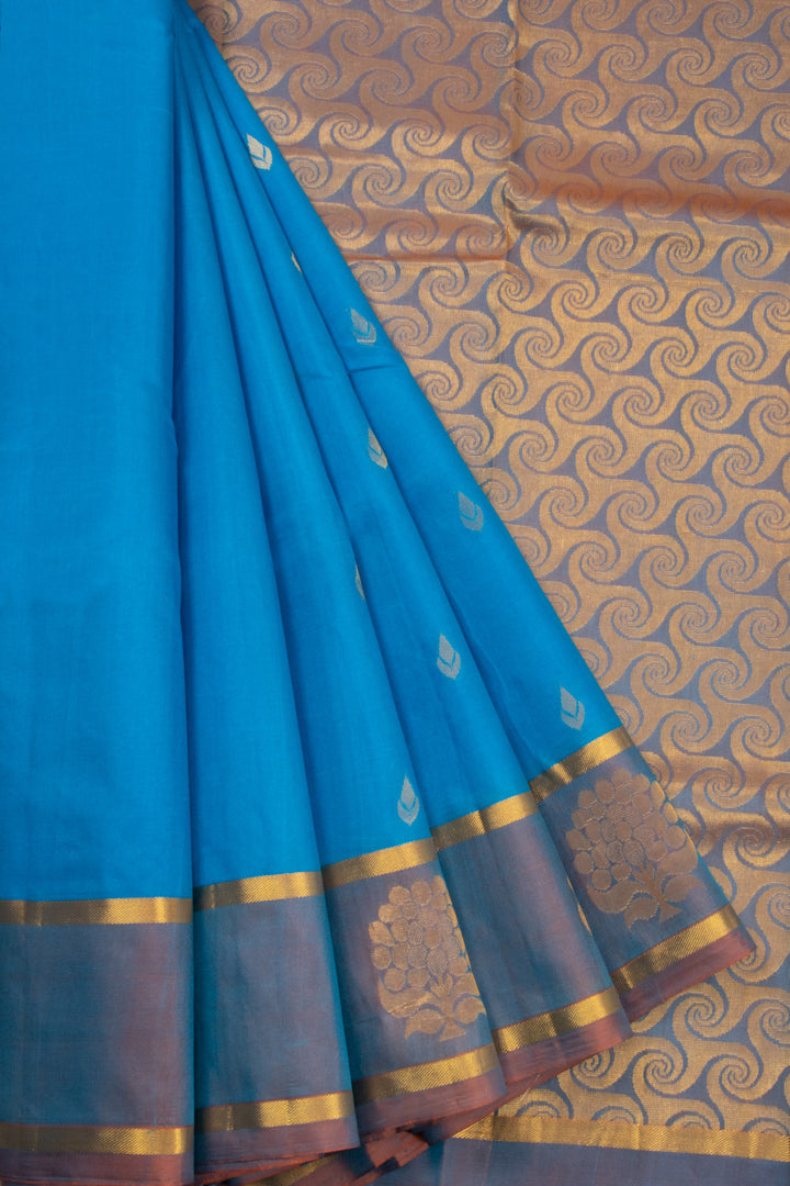 Blue Handloom Kanchipuram Pure Silk Saree 10072861