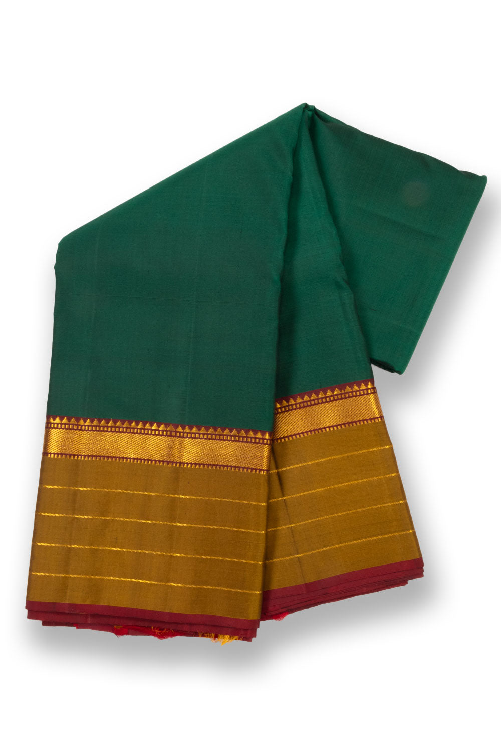 Bottle Green Light Weight Kanjivaram Pure Silk Saree 10073809