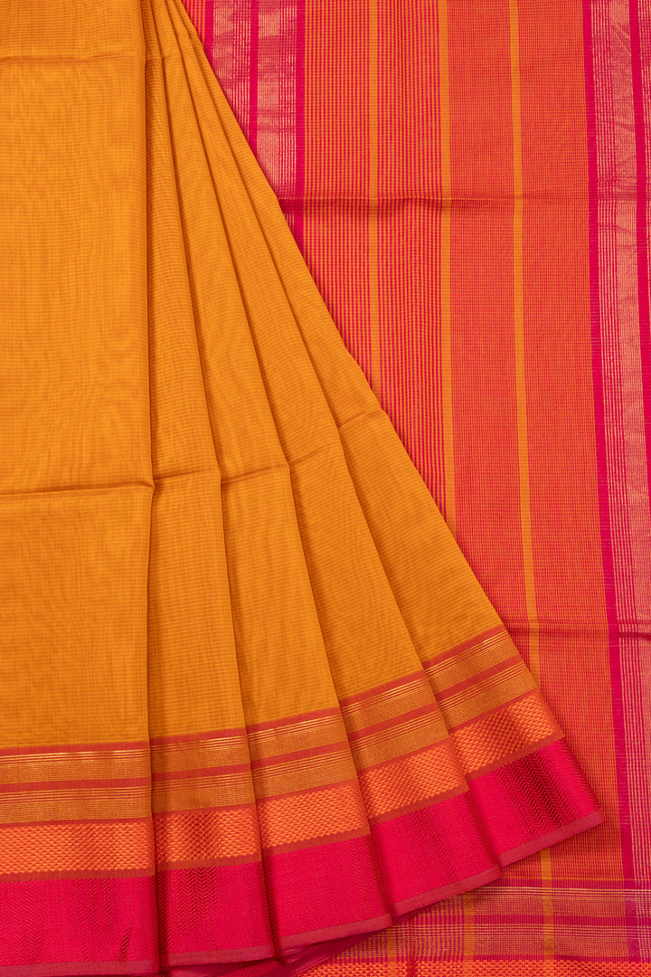 Yellow Handloom Maheshwari Silk Cotton Saree 10073127