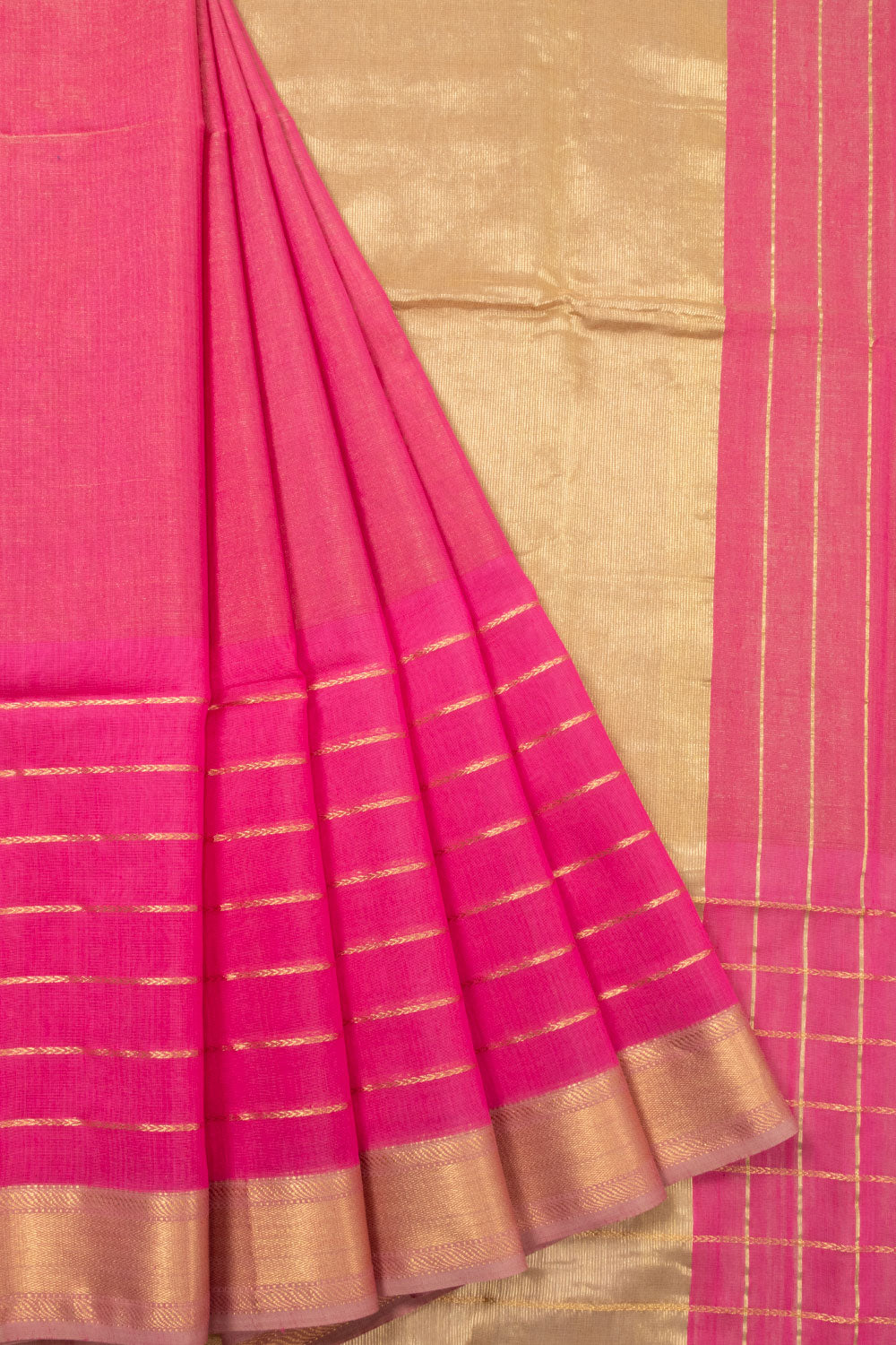 Pink Handloom Maheshwari Silk Cotton Saree 10073134