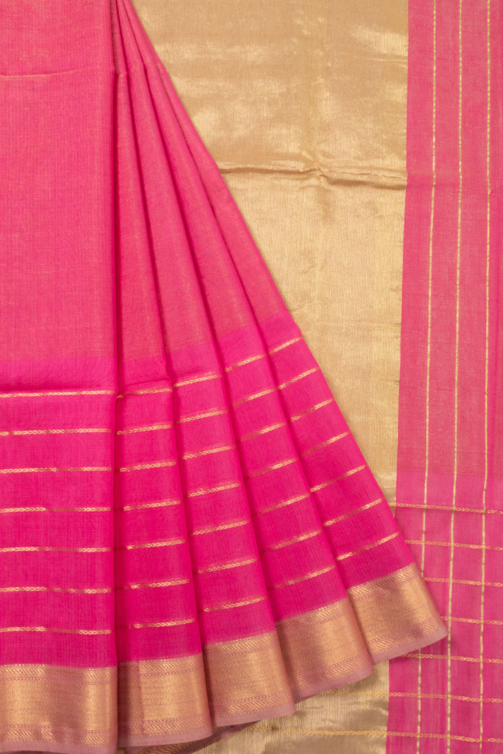 Pink Handloom Maheshwari Silk Cotton Saree 10073134