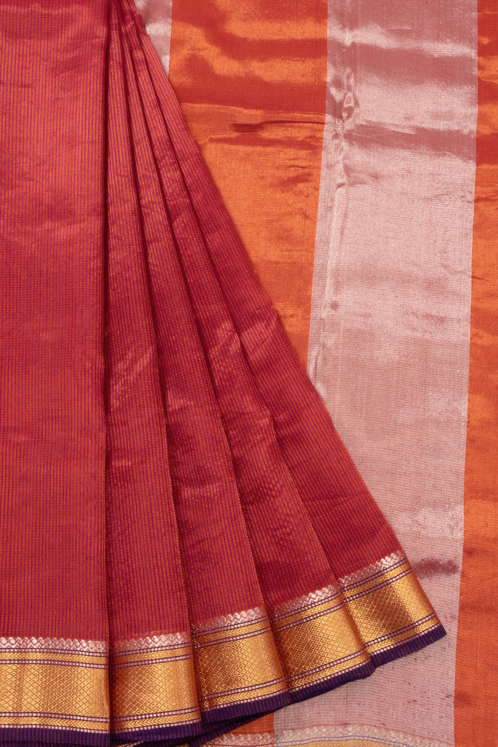 Red Handloom Maheshwari Silk Cotton Saree 10073138