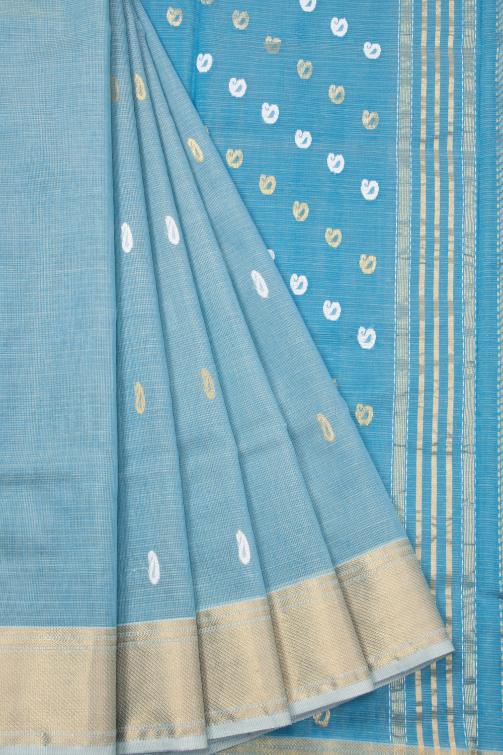 Blue Handloom Maheshwari Silk Cotton Saree 10073139