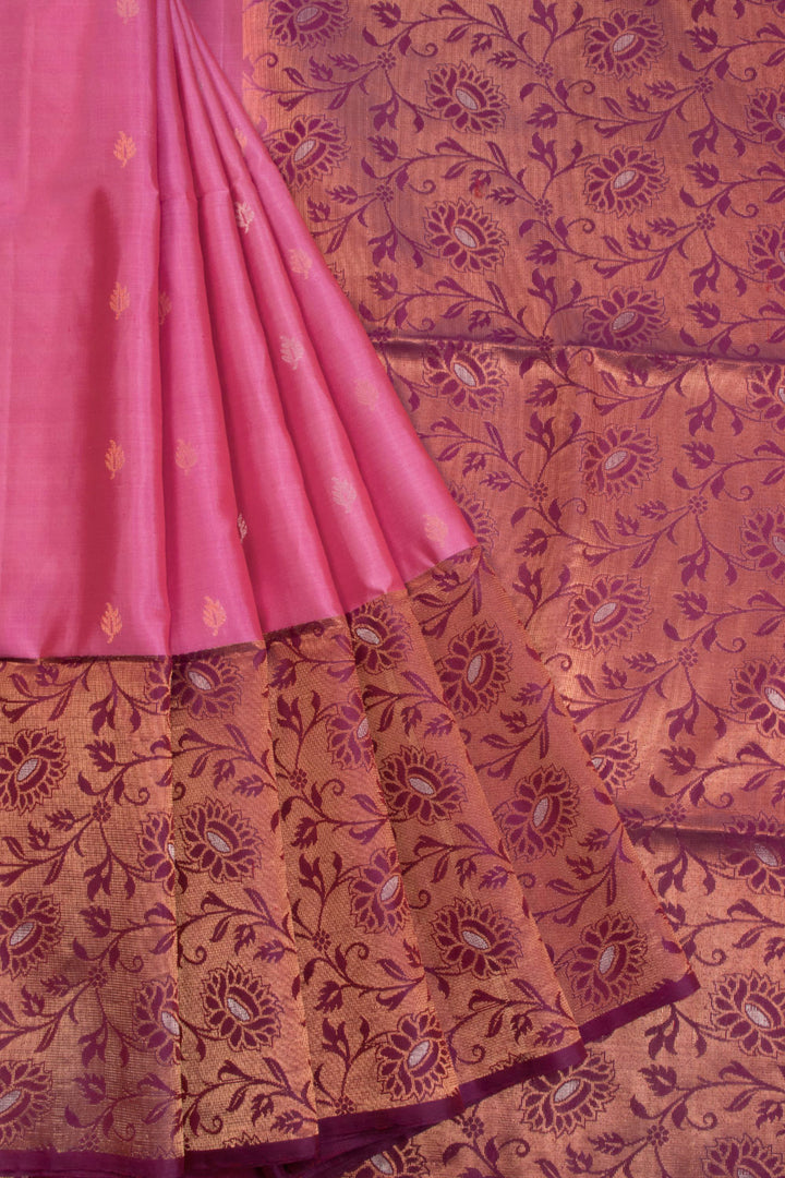 Pink Handloom Kanjivaram Soft Silk Saree - Avishya