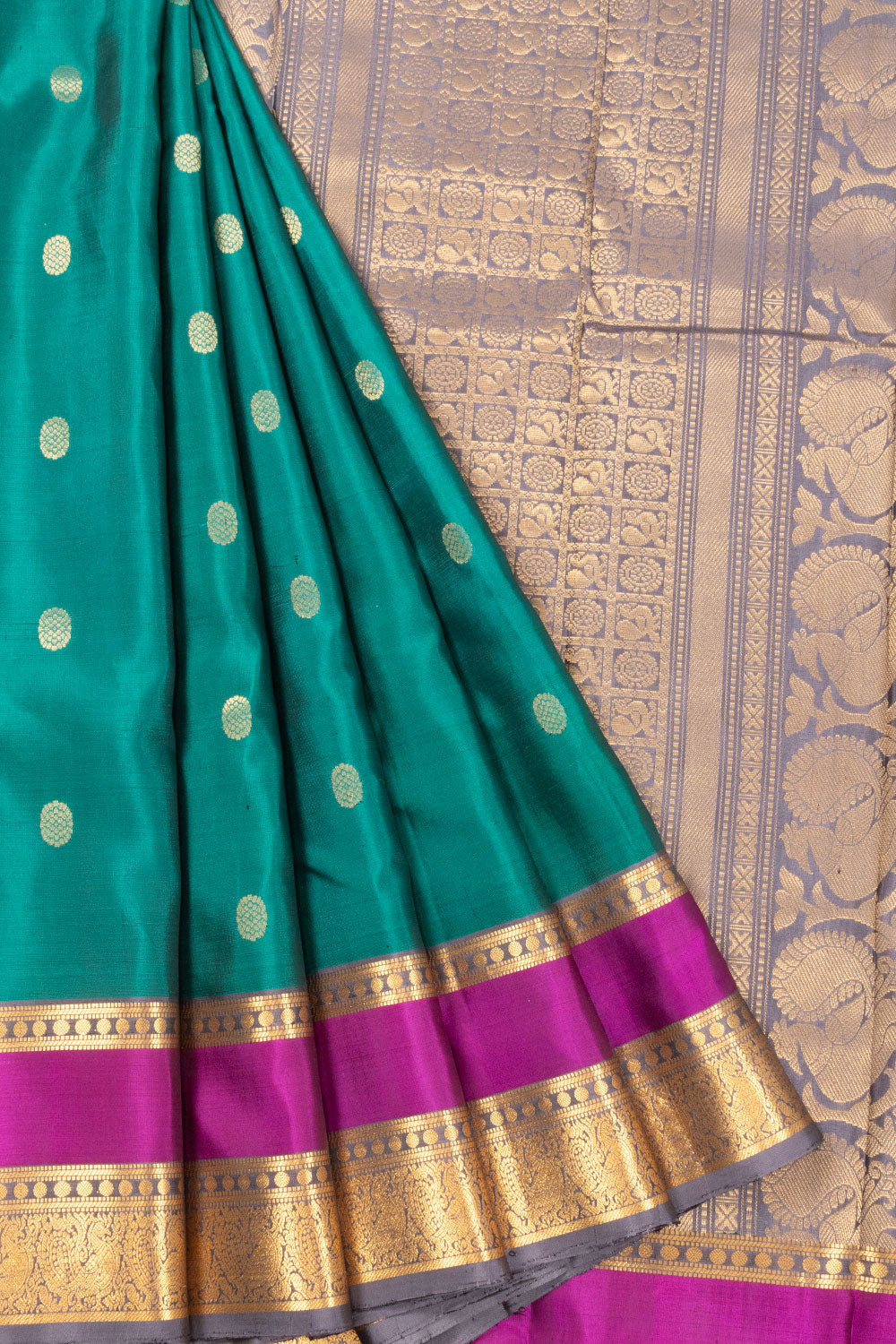 Teal Green Handloom Kanjivaram Silk Saree 10070708