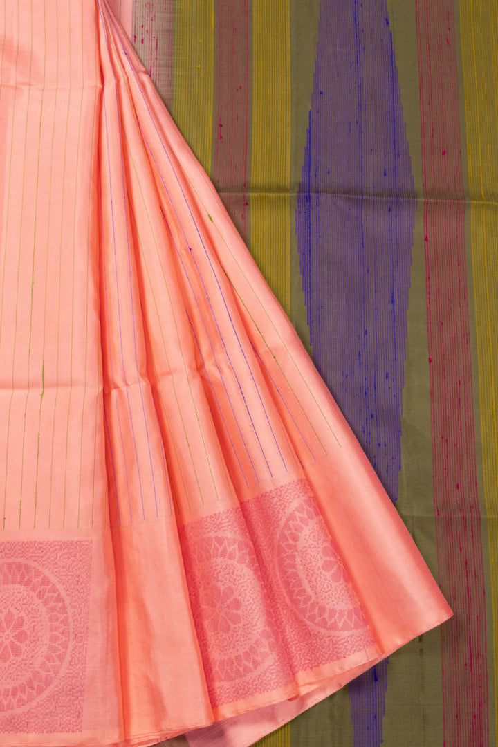 Peach Handloom Kanjivaram Silk Saree 10070724