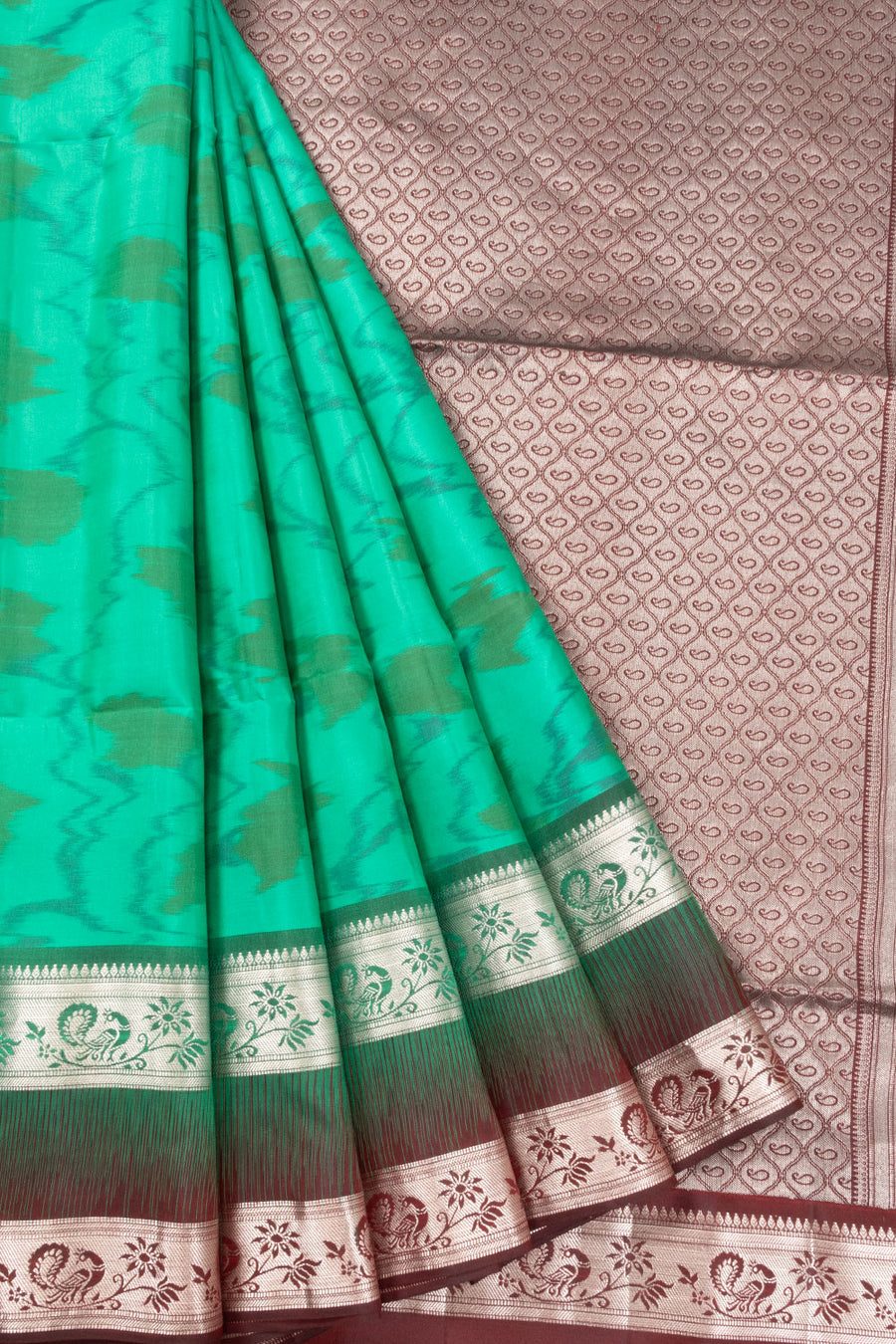 Sea Green Handloom Kanjivaram Silk Saree 10070726