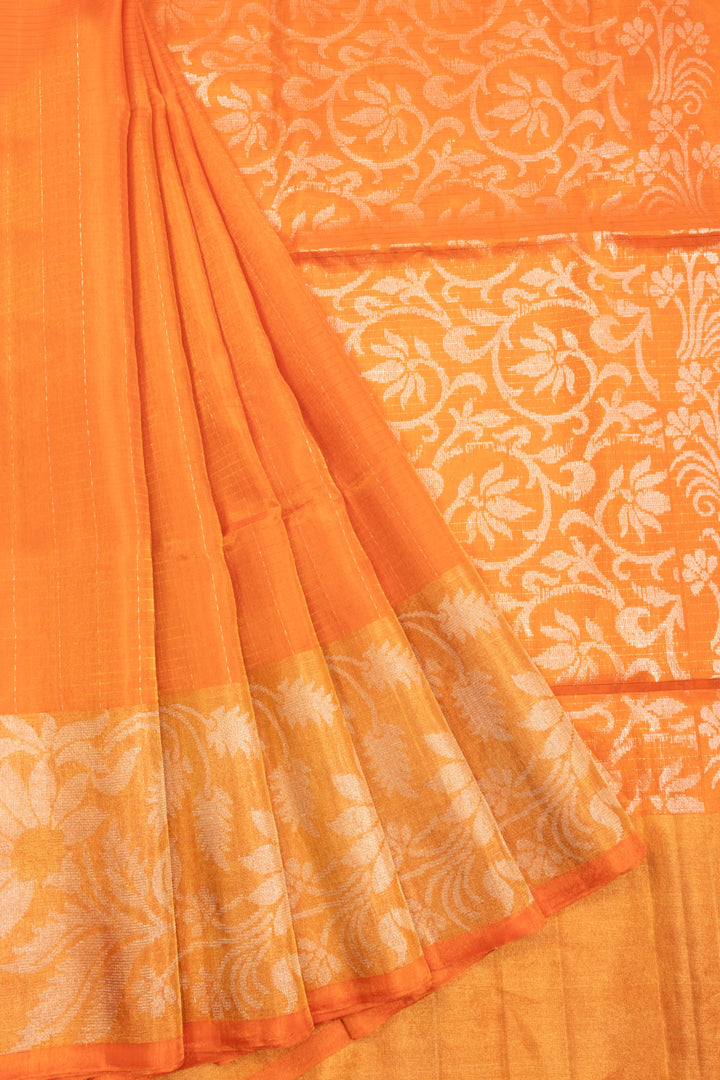 Orange Kanjivaram Soft Tissue Silk Saree