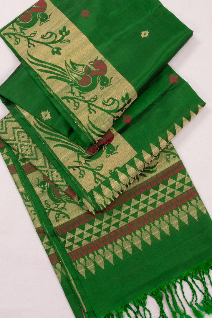 Green Handloom Kanjivaram Soft Silk Saree 10073911