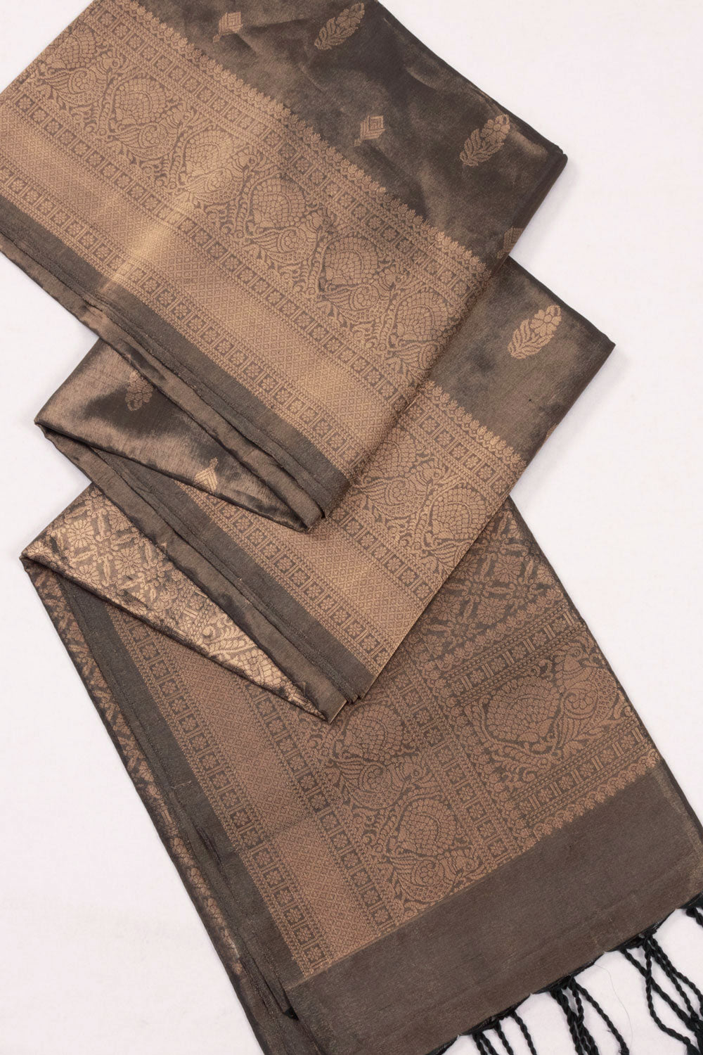 Dark Brown Handloom Kanjivaram Soft Silk Saree 10073915