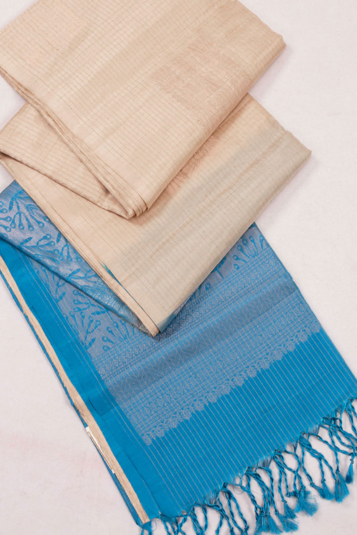 Beige Handloom Kanjivaram Soft Silk Saree 10073923