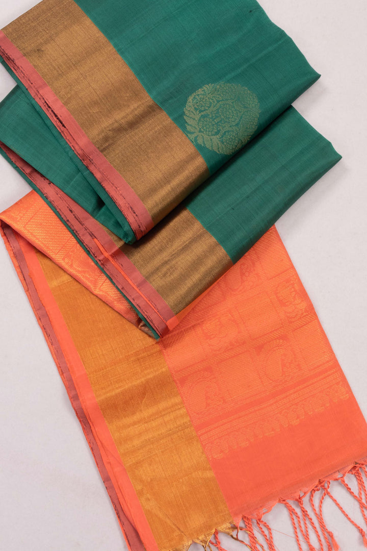 Green Handloom Kanjivaram Soft Silk Saree 10073928