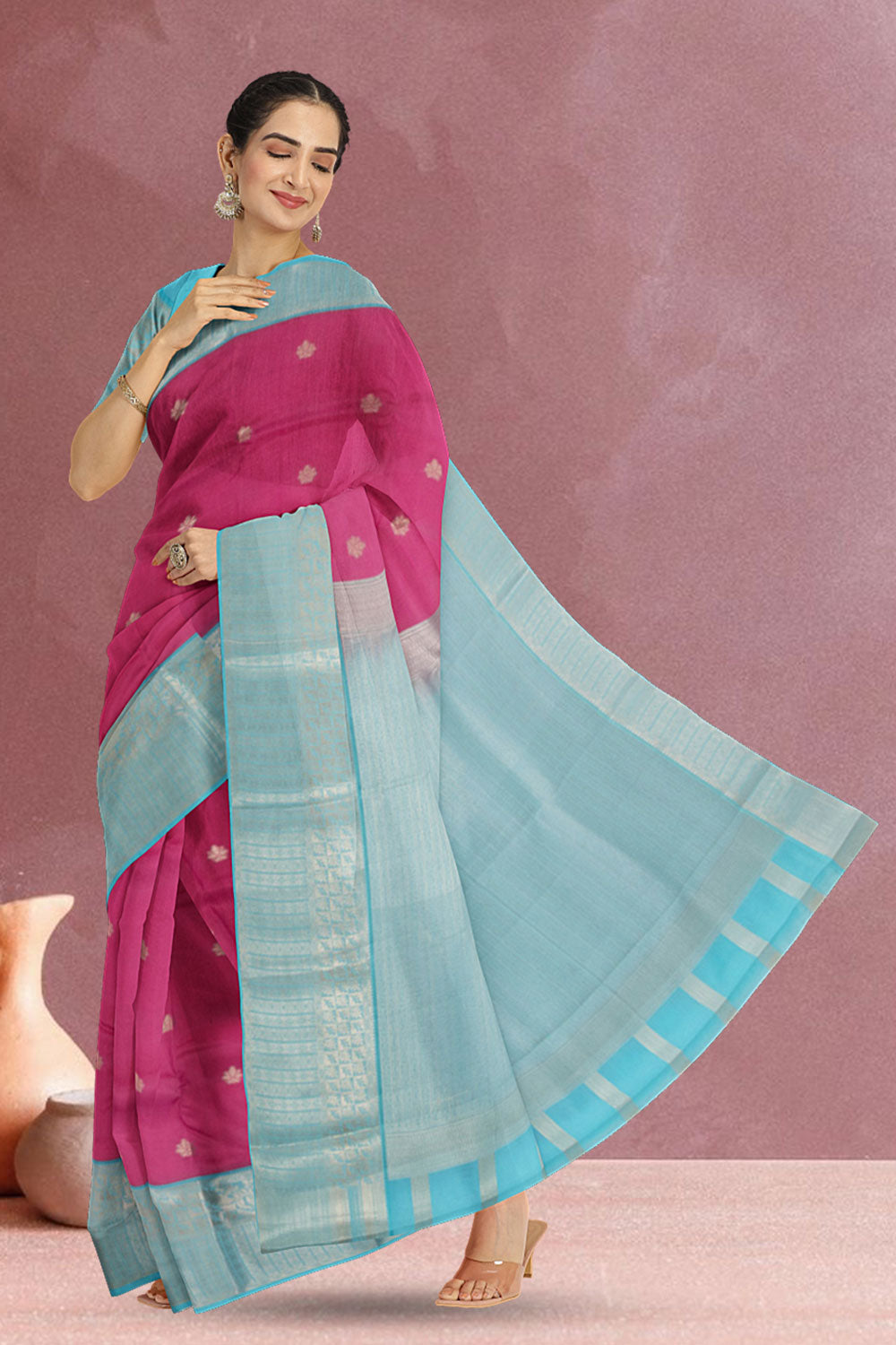 Pink Handloom Kanjivaram Silk Saree 10073833