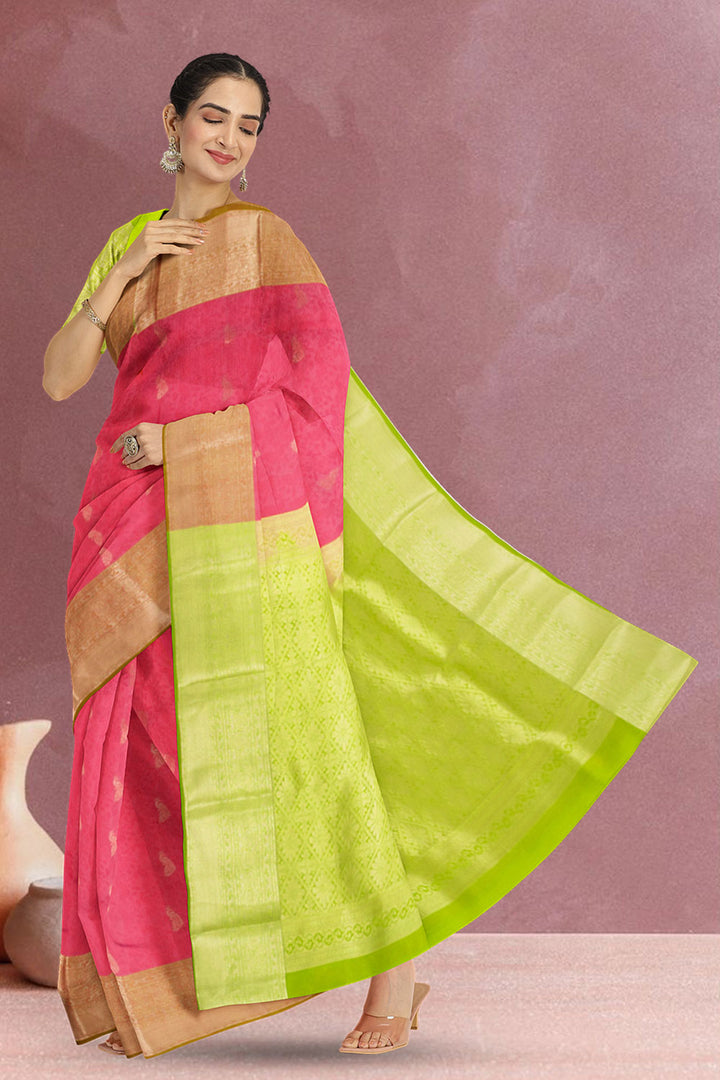 Pink Handloom Kanjivaram Silk Saree 10073841