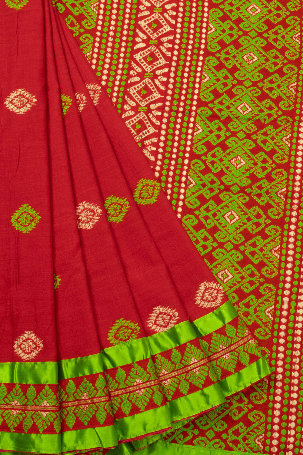 Red Handloom Assam Cotton Saree - Avishya