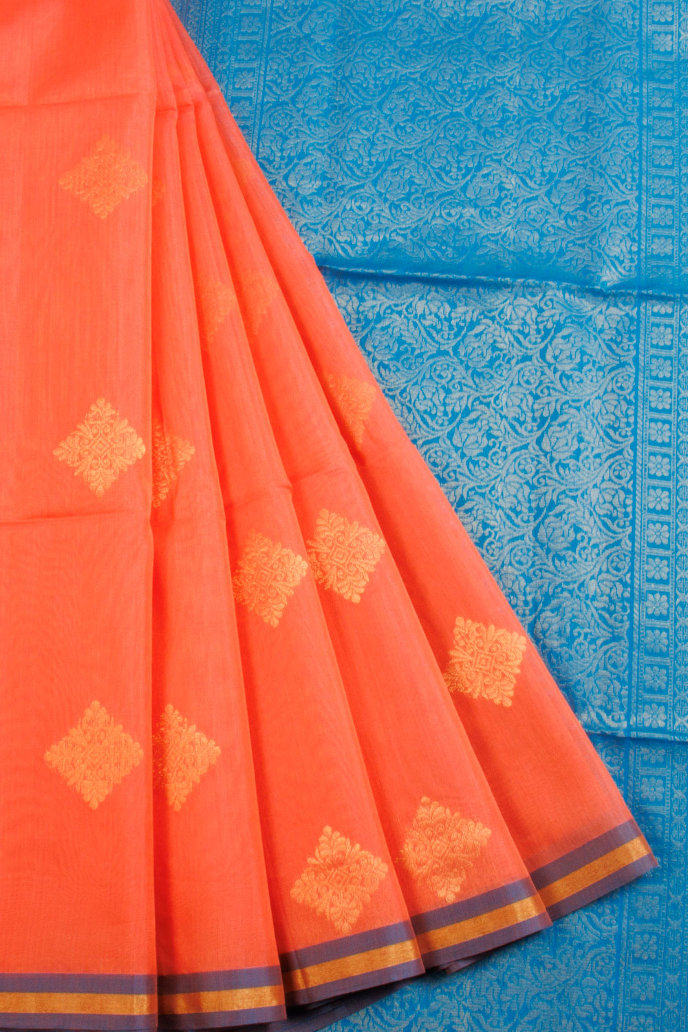 Peach Handloom Kovai Silk Cotton Saree 10069035 - Avishya