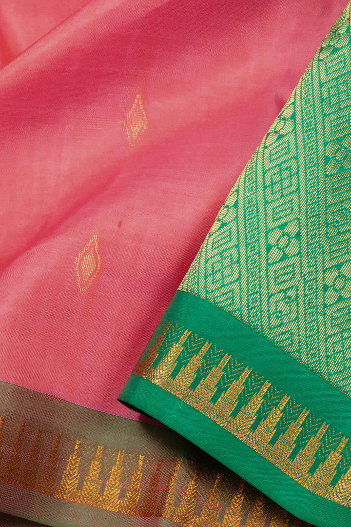 Pink Handloom Kanjivaram Soft Silk Saree