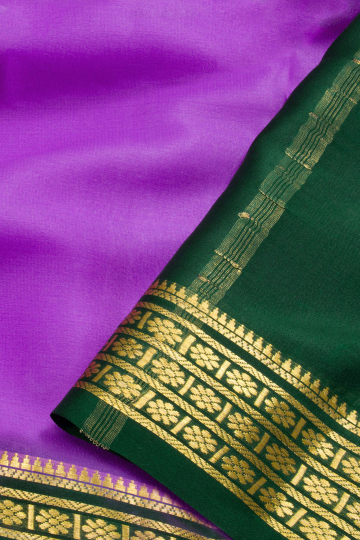 Rich Lilac Purple Mysore Crepe Silk Saree 10062322