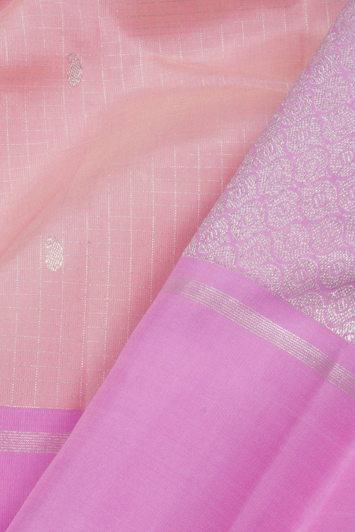 Shell Pink Pure Zari Handloom Kanjivaram Silk Saree 10062489