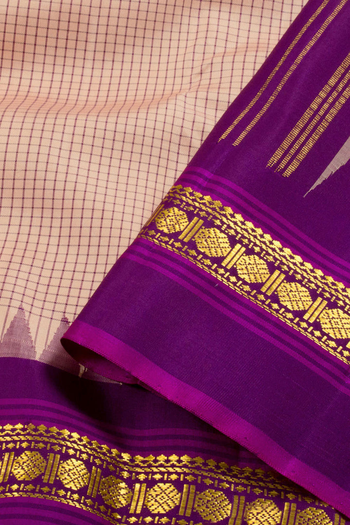 Shell Pink Pure Zari Korvai Kanjivaram Silk Saree 10062499