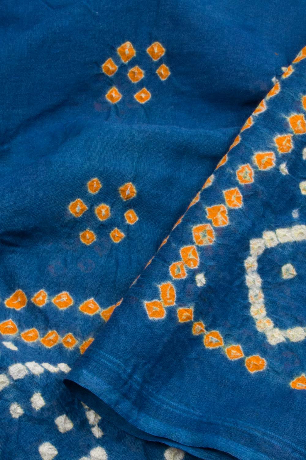 Yale Blue Handcrafted Bandhani Mulmul Cotton Saree 10062530